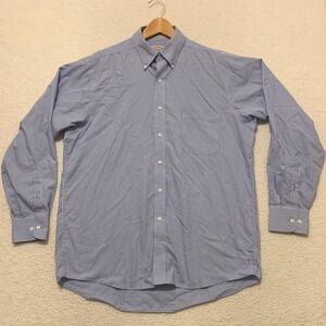 Eagle Shirtmakers Gingham Button Down Shirt Mens L 16.5 34/35 100% Cotton Blue
